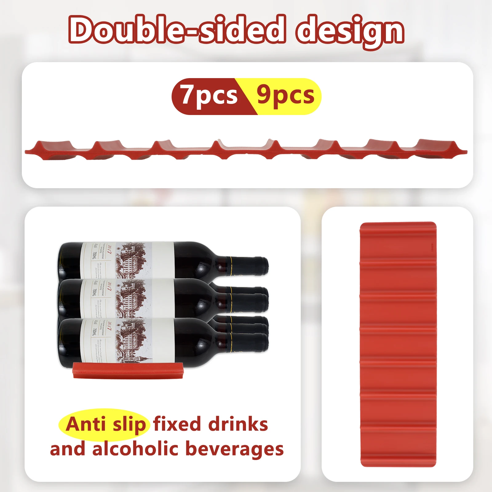 2Pcs Wine Mat Fridge Silicone Beverage Mat Stackable Wine Soda Can Organizer Mat Bottle Storage Rack Kitchen Gadget Accessories