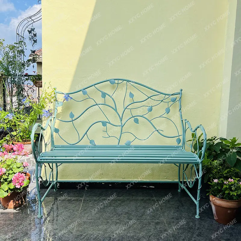 Country compound iron wrought vine man double single garden chair indoor outdoor courtyard balcony terrace