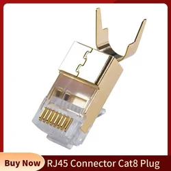 Wtyczka Cat8 Ethernet złącze RJ45 modułowe zakończenie 8 p8c ekranowane 1.5mm duża otwór zawleczki dla kota 8 23AWG LAN przewód sieciowy