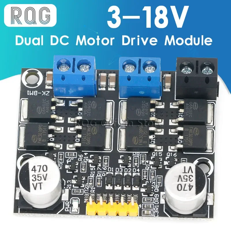 10A dual DC motor drive module forward and reverse PWM speed regulation dimming 3-18v low voltage high current