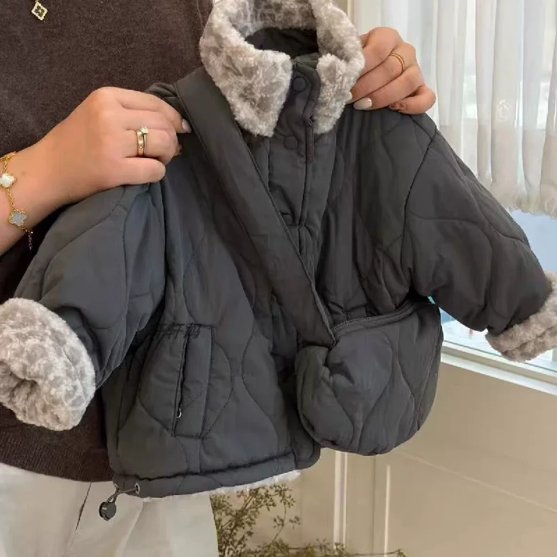 Kids Lambswool Warm Coats Winter Thick Plus Velvet Reversible Quilted Jackets Children Padded Fleece Lined Outerwear 2-10 Years
