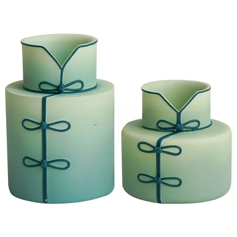 New Chinese style creativity only this green vase ornament flower arrangement light luxury high-end dining table decoration