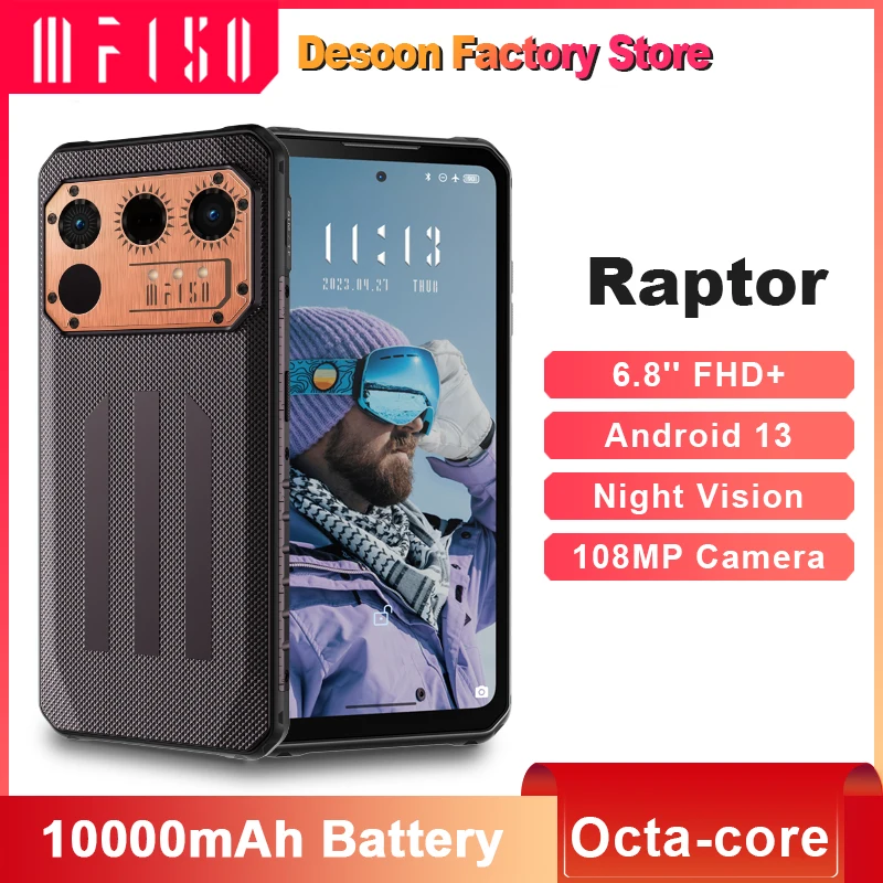 IIIF150 Raptor wytrzymały telefon 6.8 ''120Hz Android 13 ośmiordzeniowy akumulator 10000mAh 108MP aparat noktowizor telefon komórkowy