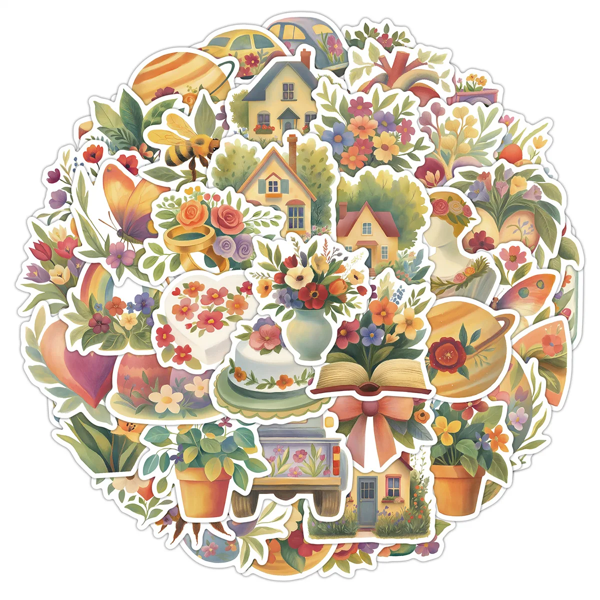 

50/100PCS Cute Style Plant Graffiti Sticker Water Cups Suitcases, Waterproof Decoration Stickers, Plant Stickers