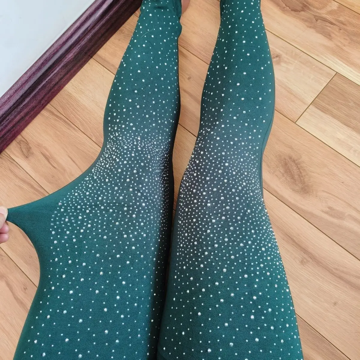 Leggings lavorati a maglia senza cuciture con paillettes autunno inverno pantaloni attillati Sexy elastici a vita alta