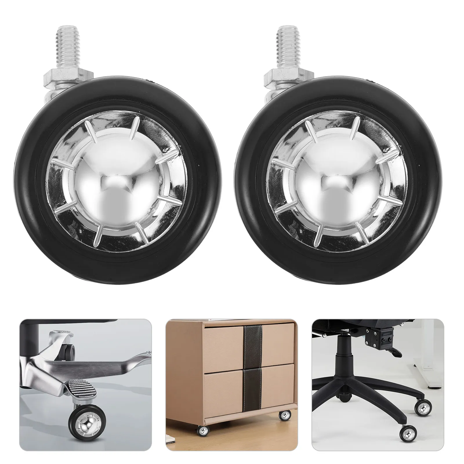 4Pcs Furniture Casters Nylon Plastic Swivel Chair Wheels Replacement M8 Threaded Stem Mount for Office Gaming Desk Carpet Mute