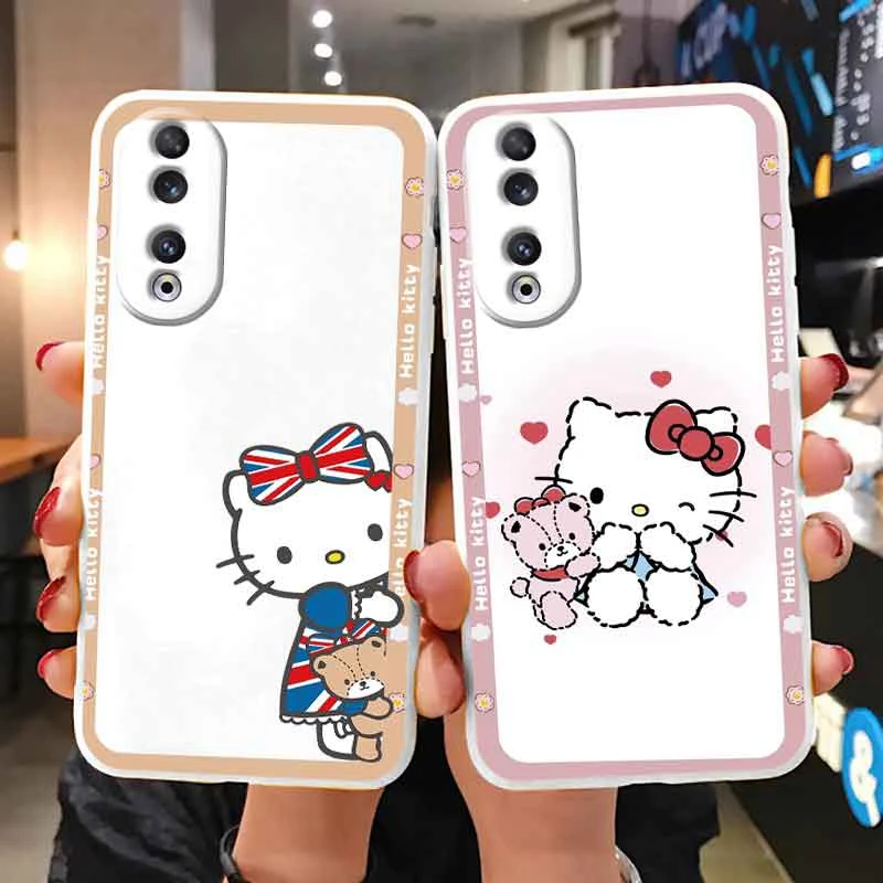 Custodia per telefono per Honor X7b Girl Cute Girls Anti-drop Cartoon Cinnamoroll Kuromi Hello Kitty Cover posteriore in Silicone Siling Shell