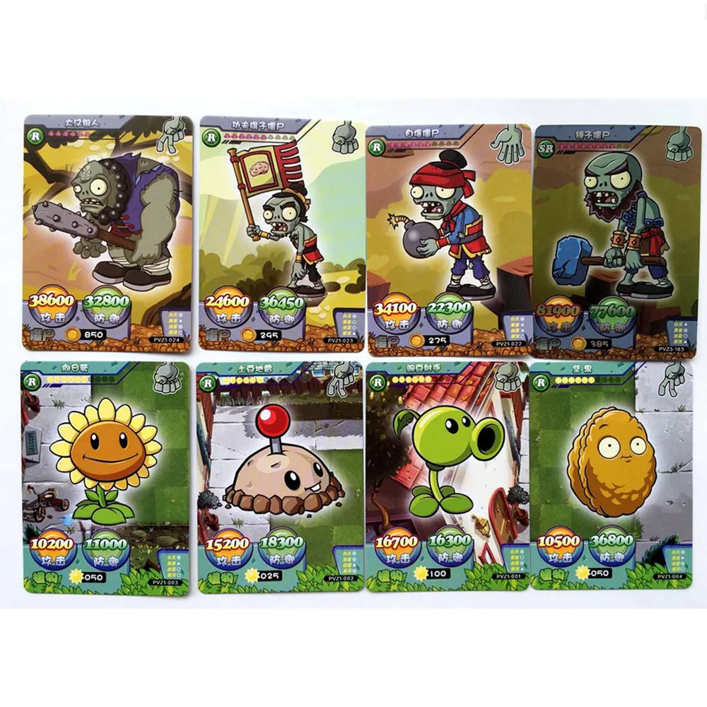 5 Packs/Set Cartoon Garden Plants Cards Pea Shooter Nutty Wall Action Figures Card Tradeing Collection Kid Gift Toy