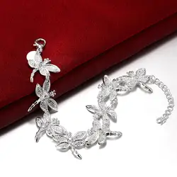 Hot Pretty crystal Dragonfly fashion 925 sterling silver Bracelets for woman Wedding party Holiday gift noble fine Jewelry