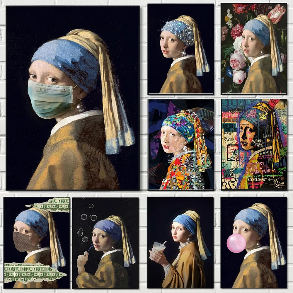 Girl with a Pearl Earring by Vermeer  Canvas Print Classic Wall Art Home Decor Poster