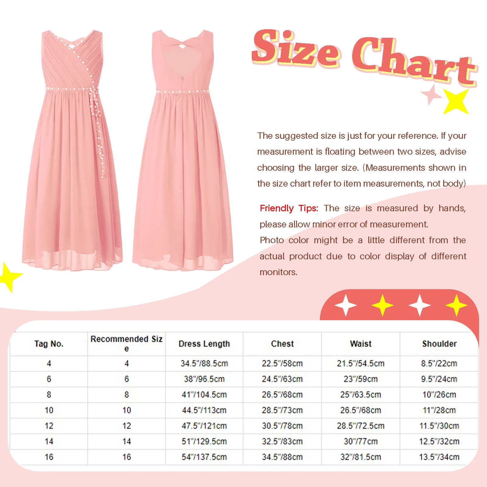 Girls Elegant Chiffon Party Dress Sleeveless Ruffle Collar Floor-length Maxi Dress for Wedding Pageant Birthday Evening