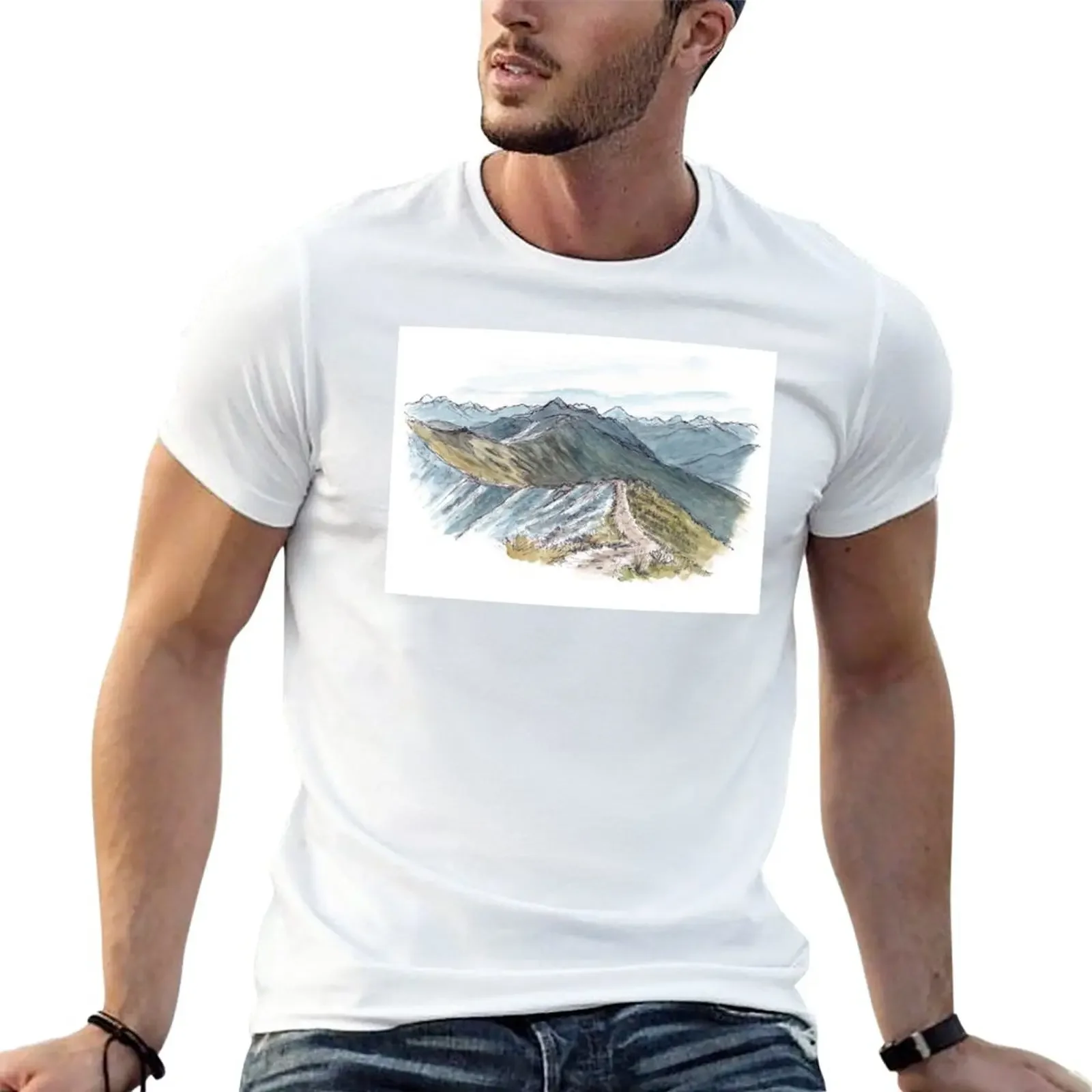 Kepler Track Great Walk Watercolour T-Shirt korean fashion graphics Short sleeve tee mens plain t shirts