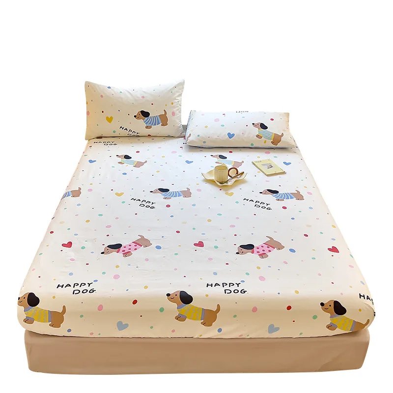 Cotton cartoon mattress single piece thickened pure cotton mattress protective cover universal in all seasons