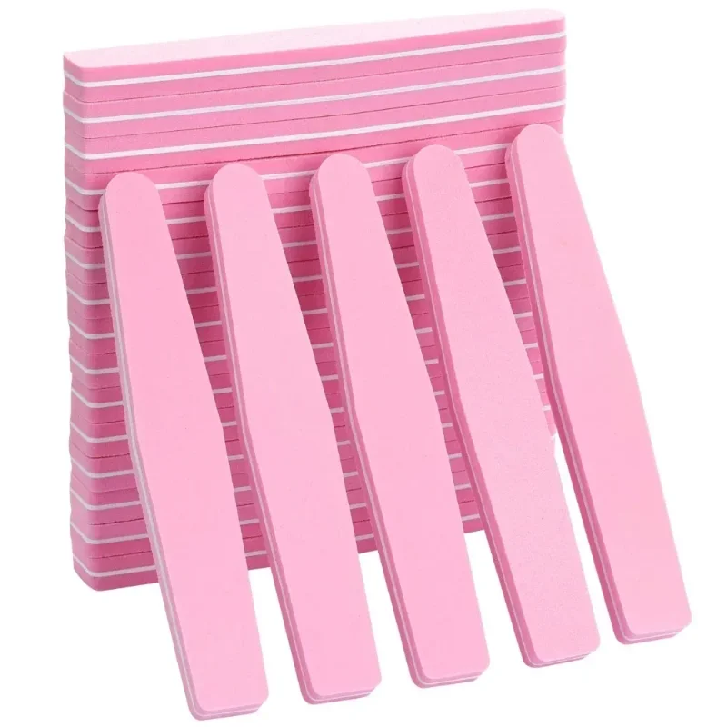 Pink Sponge Nail Buffer: Polished File, Fits Acrylic & Natural Nails