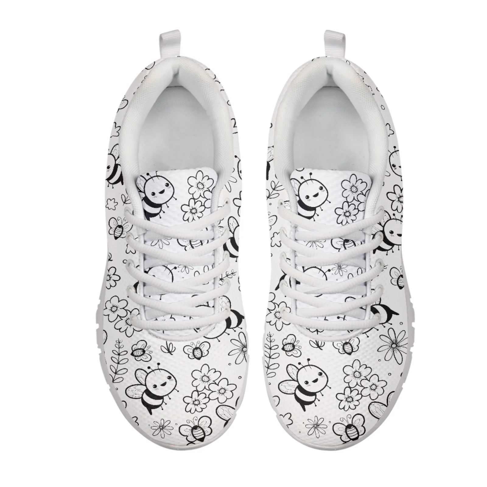 Coloranimal Cute Bee Flower 2026 New Breathable Walking Sneakers for Women Mesh & EVA Sole Running Training Athletic Shoes