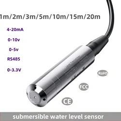Water level sensor 0-10V Water level transmitter 5m 10m 30m 100m 300m Liquid level transmitter 0-3.3V RS485 Automatic level