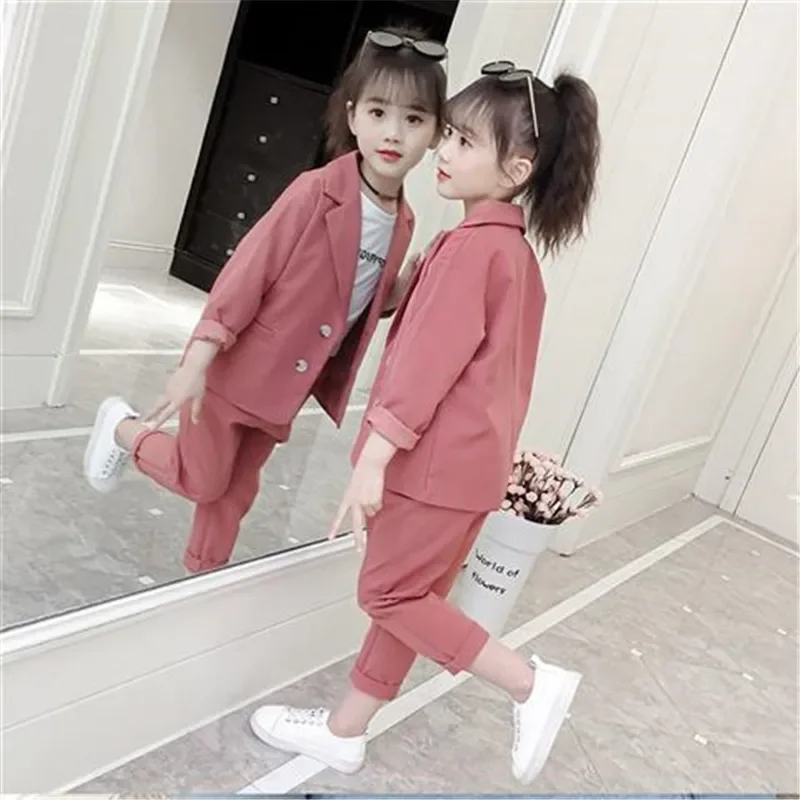 Autumn Teenage Children Girls Clothing Set Girls Suit  Jacket pants 2pcs School Kids Tracksuit for Girls Formal Clothes