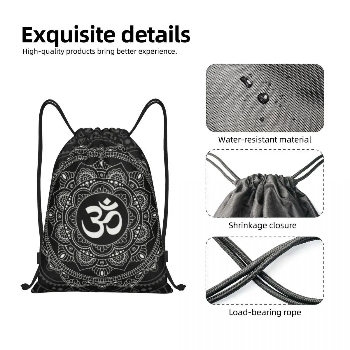 Mochila de almacenamiento con Mandala Om para hombre y mujer, bolso con cordón personalizado, ligero, budismo, Aum, Yoga, meditación, deportes, gimnasio