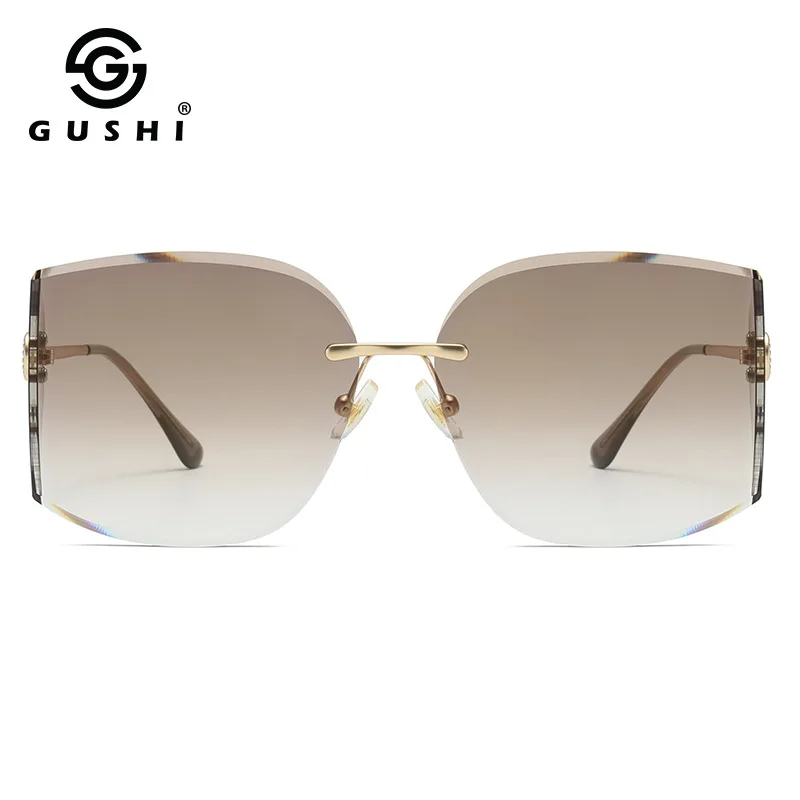 New Fashion Trendy Men's Rimless Sunglasses Female Online Influencer Same Style Plain Photo High-Grade Sunglasses Metal Glasses