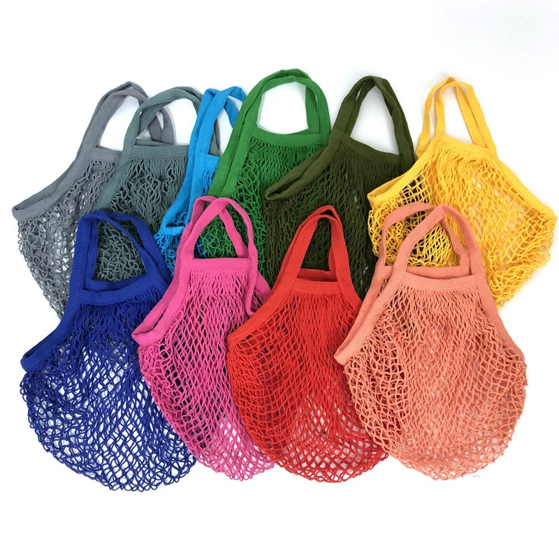 

DHL100pcs Shopping Bags Cotton Two Color Patchwork Net Weaving Environmental Protection Handbag