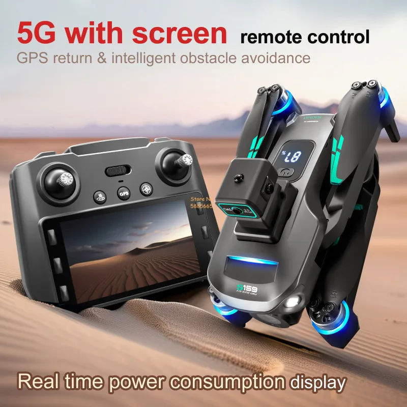 8K Dual Camera 5G WIFI FPV Remote Control Quadcopter Drone 2KM Obstacle Avoidance LED Screen Brushless GPS Follow Me RC Drone