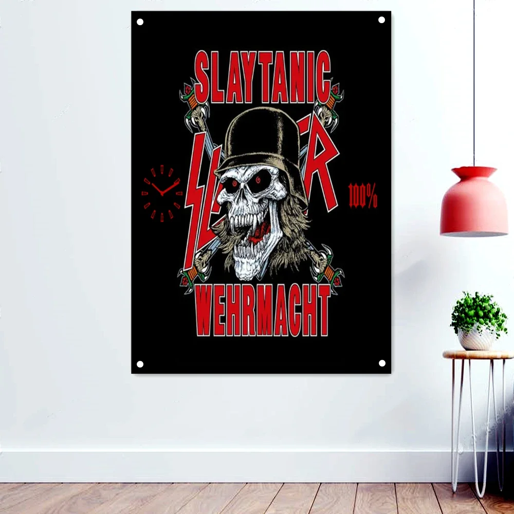 Vintage Rock Music Band Banners Wall Art Home Decor Death Metal Artist Poster Scary Blood Skull Flags Hanging Cloth