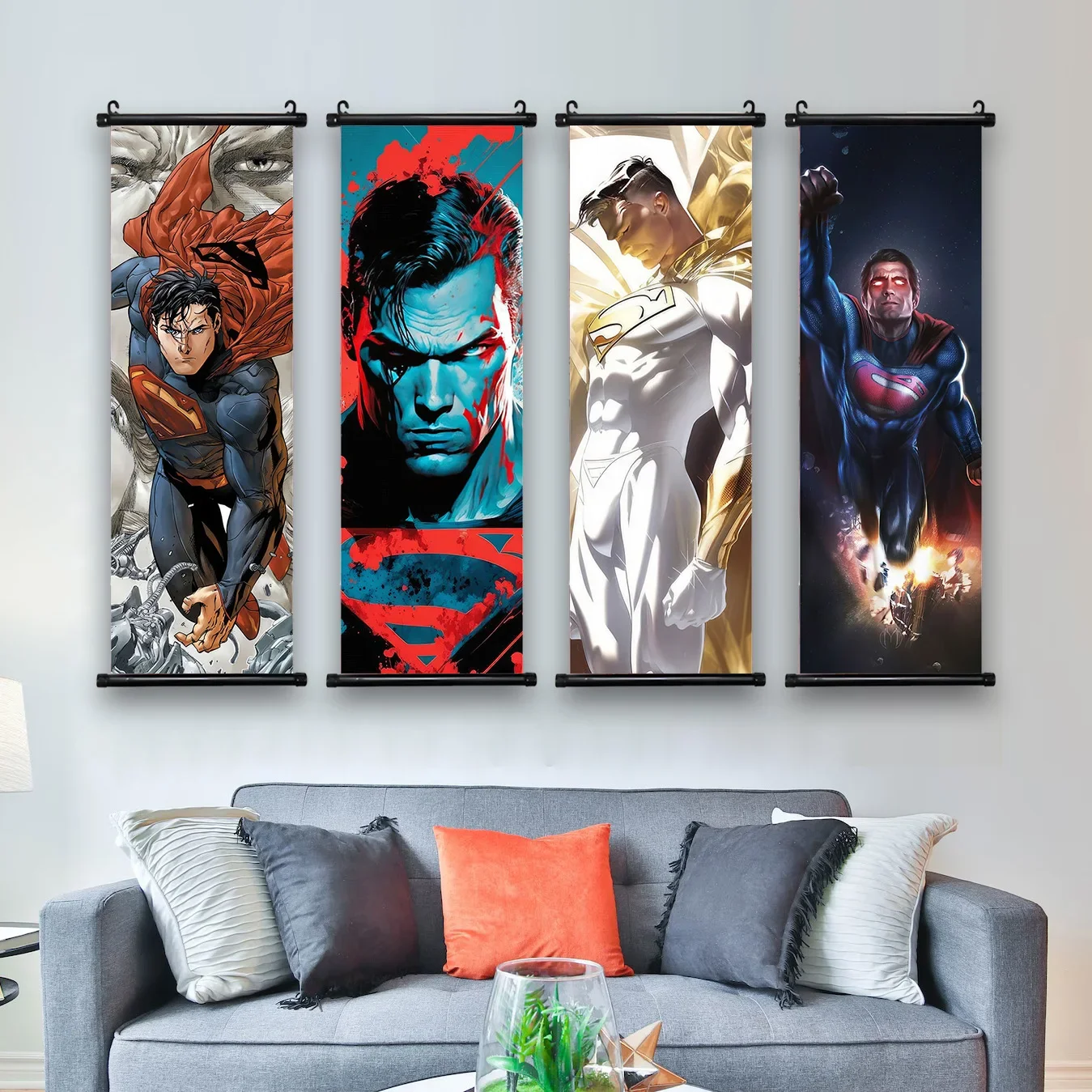 DC Superman Poster Movie Hanging Scroll Poster Wallpaper Wall Artwork Canvas Painting Print Home Bedroom Decoration Art Poster