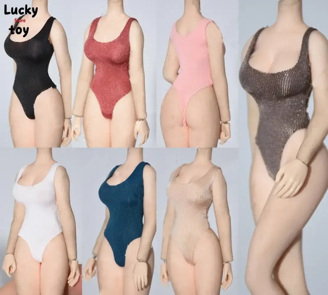 1/12 Female Soldier Multiple Styles Solid Color Silk Swimsuit Tight Fitting Clothing for 6