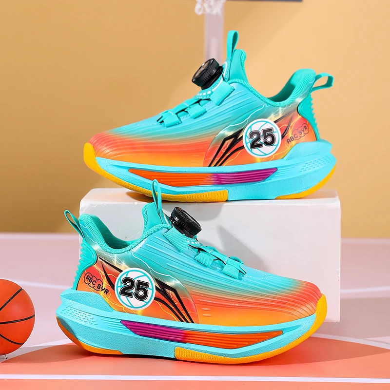 

Детские баскетбольные кроссовки, нескользящие баскетбольные тактические ботинки, дышащие кроссовки на шнуровке для мальчиков и девочек, уличные кроссовки из искусственной кожи