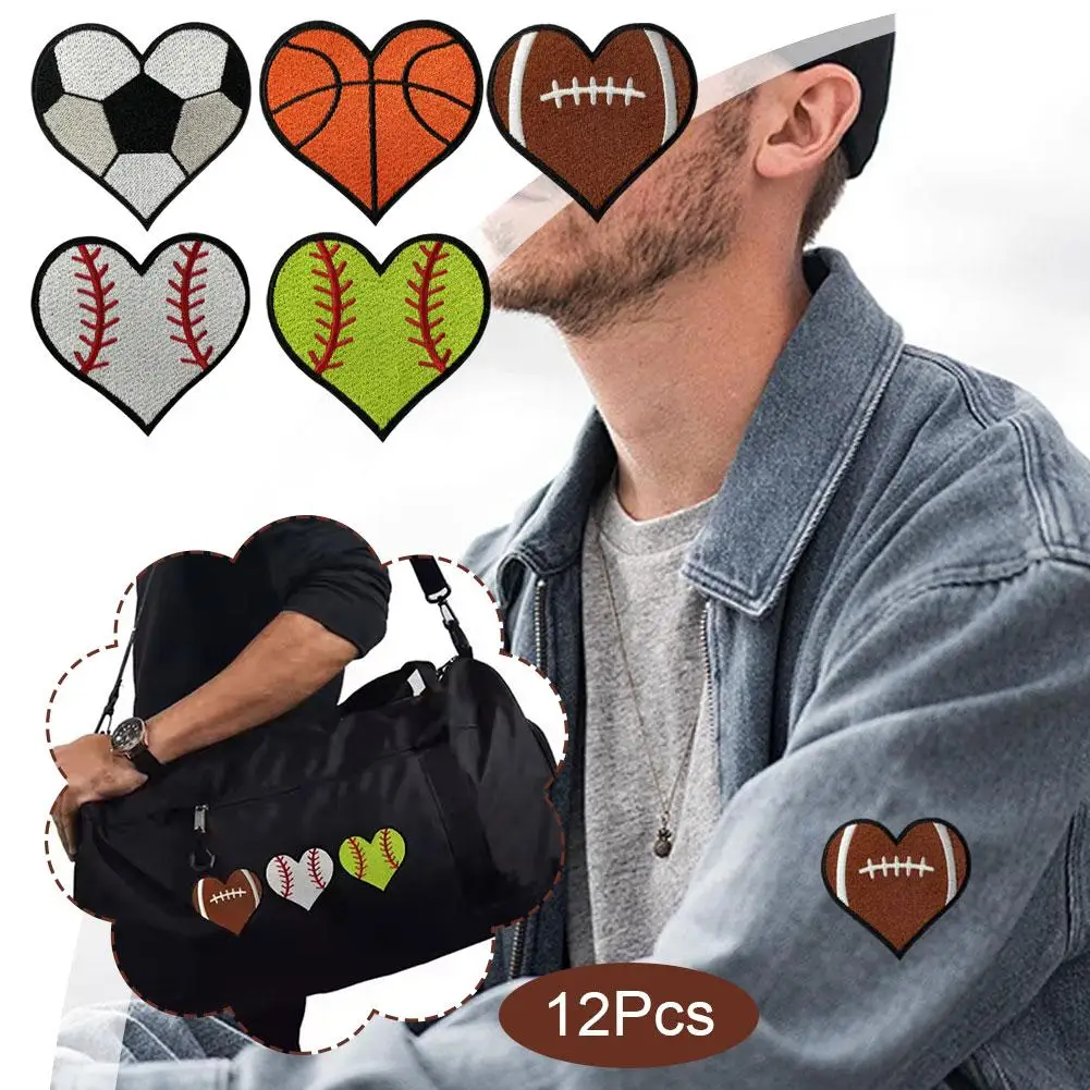 Patches Bordados De Futebol, Esportes Ferro Em Patches, Roupas DIY, Chapéus, Jeans, Jaqueta, U1U4, 12 Pcs