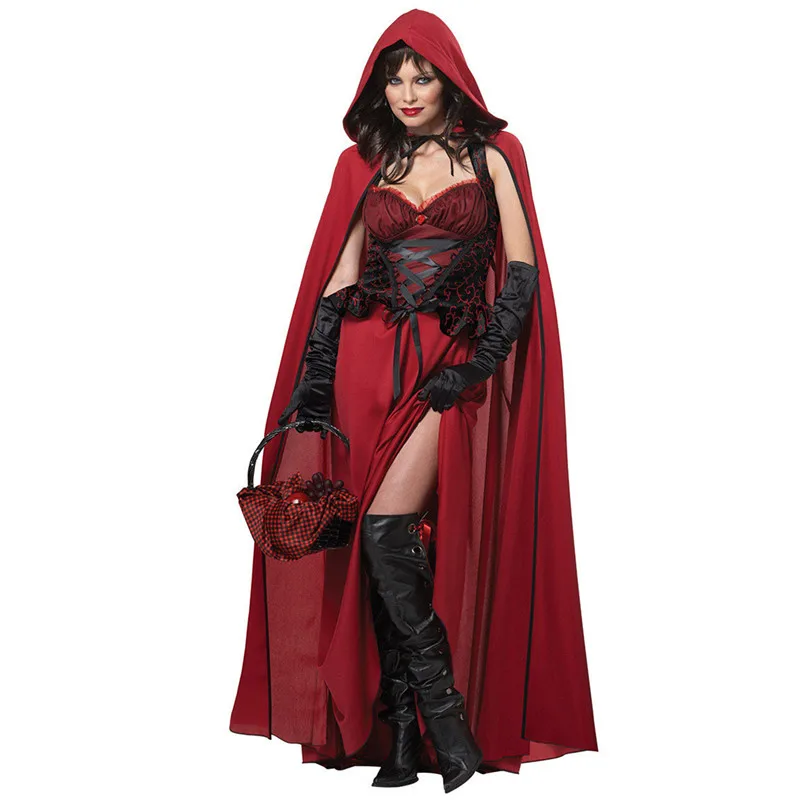 Halloween Costumes for Women\'s Cosplay Little Red Riding Hooded Dress Movie Anime Role Play Costume Adult Female Sexy Costumes