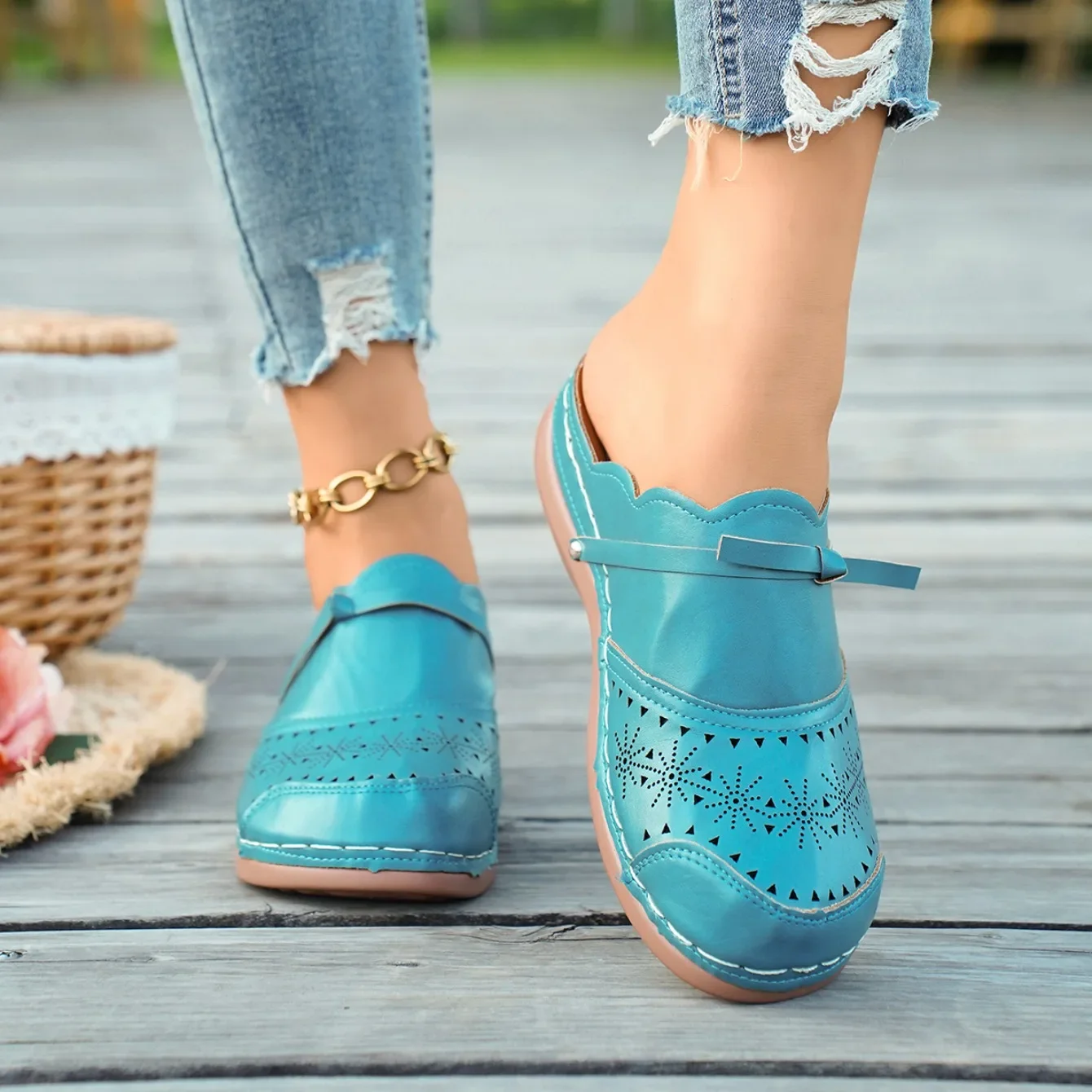 Comfortable Flat Wedge Sandals For Women With Bow Detail Beach_voghion.com