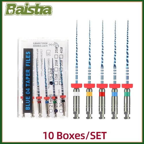 10 set/pack archivo giratorio de conducto radicular Dental Motor Endo azul uso tipo limas NiTi 21mm/25mm cónico 04/06 # 15- # 40