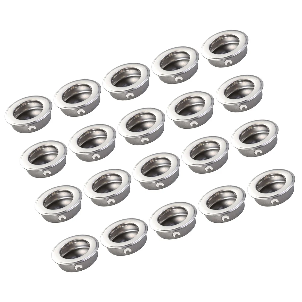 

20Pcs 41mm Brushed Stainless Steel Circular Recessed Pull Handles for Doors Cabinets Drawers Durable Practical Long-Lasting