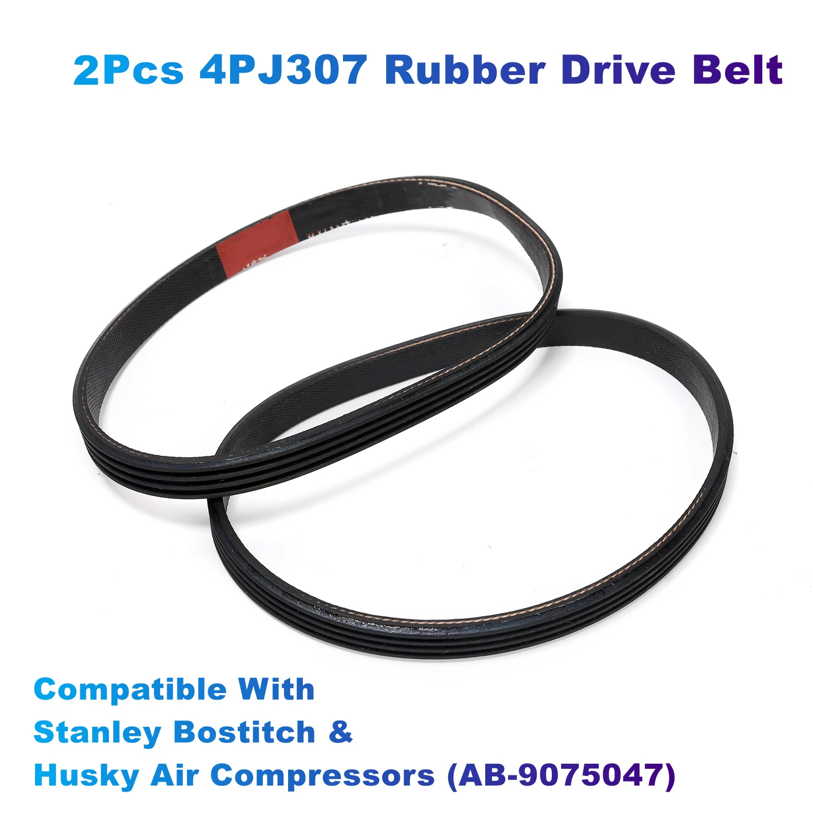 

2Pcs/Lot 4PJ307 Rubber Drive Belt Replacement Belt Compatible With Stanley Bostitch & Husky Air Compressors (AB-9075047)