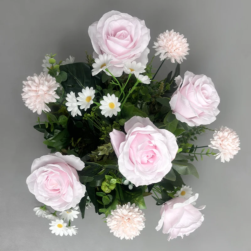 

1PC Artificial Flower Ball Plastic Green Base Silk Cloth Table Centerpieces For Wedding Decor Party Road Lead Flower Bouquets