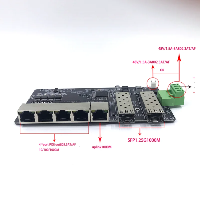 壁掛け式5ポート,10/100/1000Mbps Mbps,イーサネット,ギガビットスイッチ,2つのsfpポートを備えたネットワークポeスイッチ