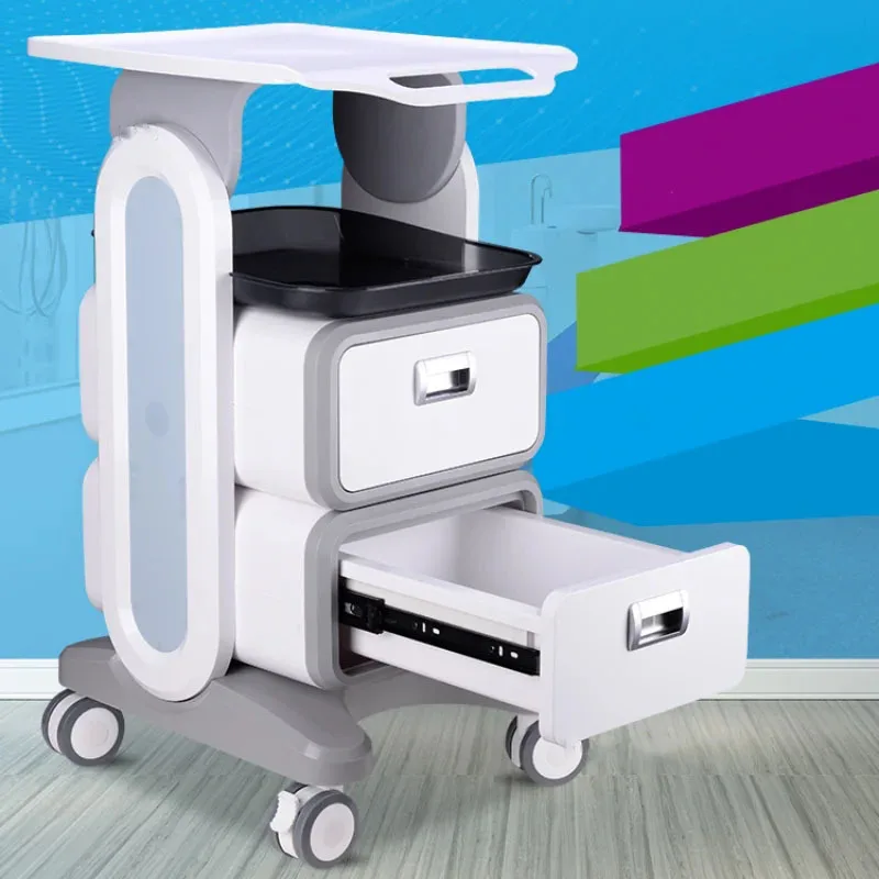 Chariots de salon mobiles modernes, chariot à outils dentaires médicaux d\'hôpital avec deux ou un chariot à outils de stockage en plastique