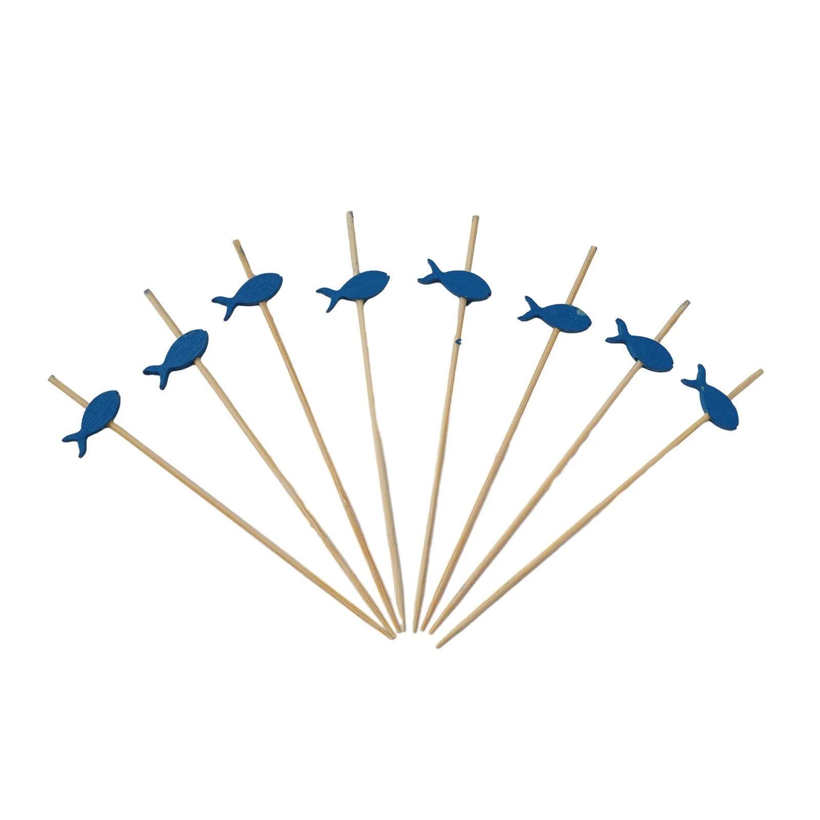 Blue Fish Shaped Appetizer Picks 100 Count for Food Presentation at Celebrations Fruit Meatballs Cupcakes and Desserts