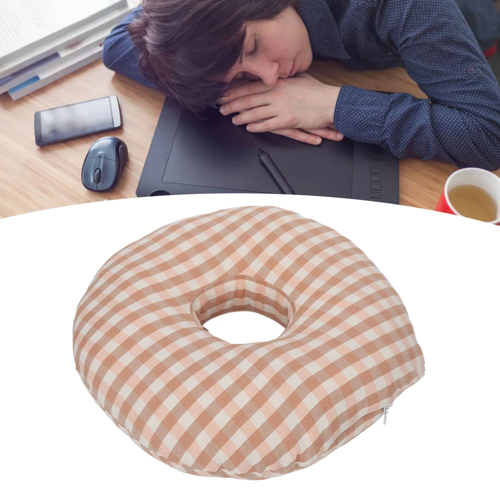 Ear Piercing Pillow Protector Neck Head Support Cotton Filling Comfortable Washable for Relaxation Side Sleepers