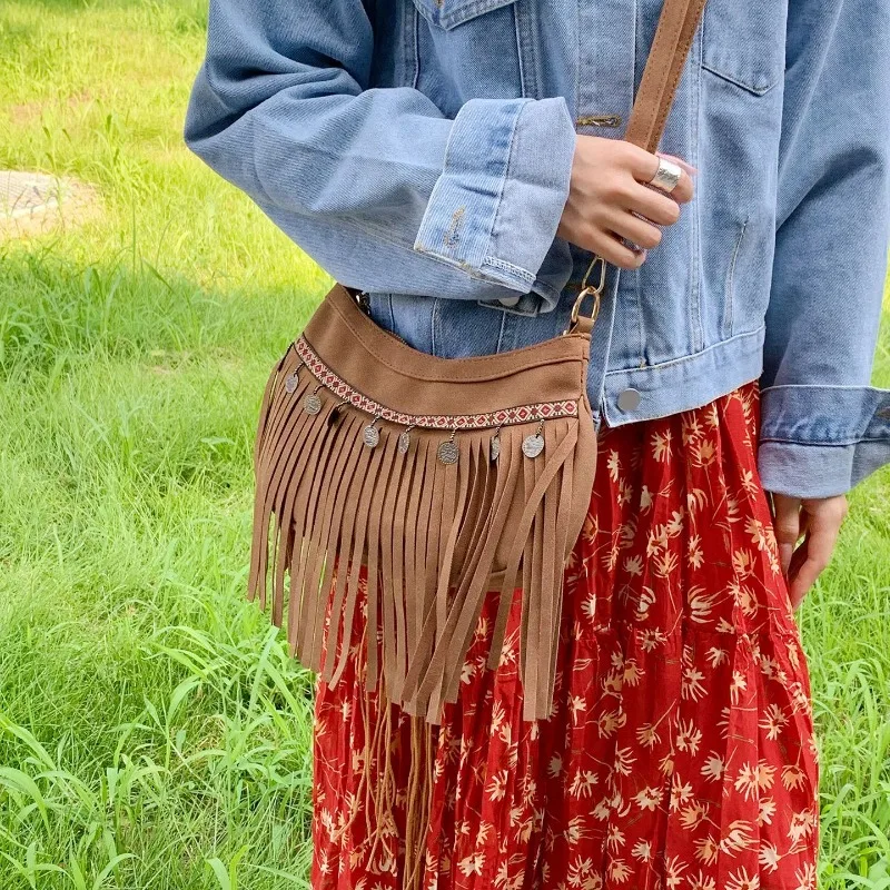 

Retro Suede Crossbody Bags for Women Bohemia New Luxury Brand Pu Leather Female Shoulder Cell Phone Bag Small Ladies Handbags