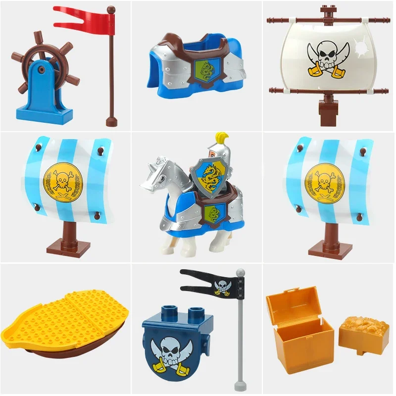 Compatible Big Building Blocks Pirate Series Captain Treasure Chest Accessories Large Bricks Creative Children Kids Toys Gifts