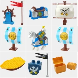 Bloques de construcción grandes compatibles con la serie pirata, accesorios de Cofre del Tesoro del capitán, ladrillos grandes, juguetes creativos para niños, regalos