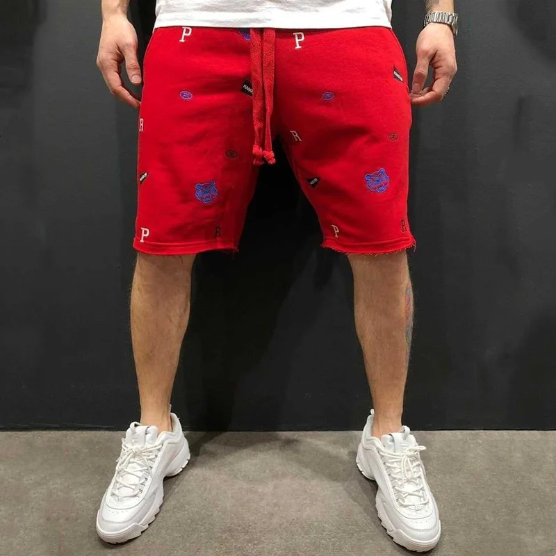 Pantalones cortos de marca para hombre, Shorts con bordado de moda, para Fitness, deporte al aire libre, informal, Hip Hop