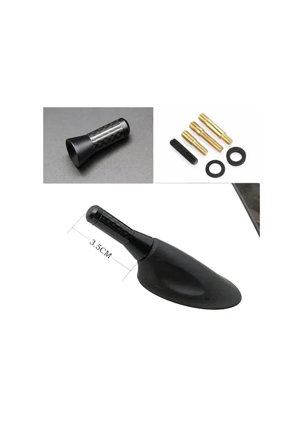 Car Modified Carbon Fiber Antenna 3.5mm Black Universal with Accessories for Car Decoration and Antenna Modification 1x Package
