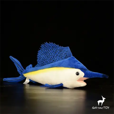 Sailfish 고 충실도 애니메이션 귀여운 플러시ie 황새치 플러시 장난감 실물 같은 동물 시뮬레이션 인형 인형 카와이 장난감 선물 아이를위한