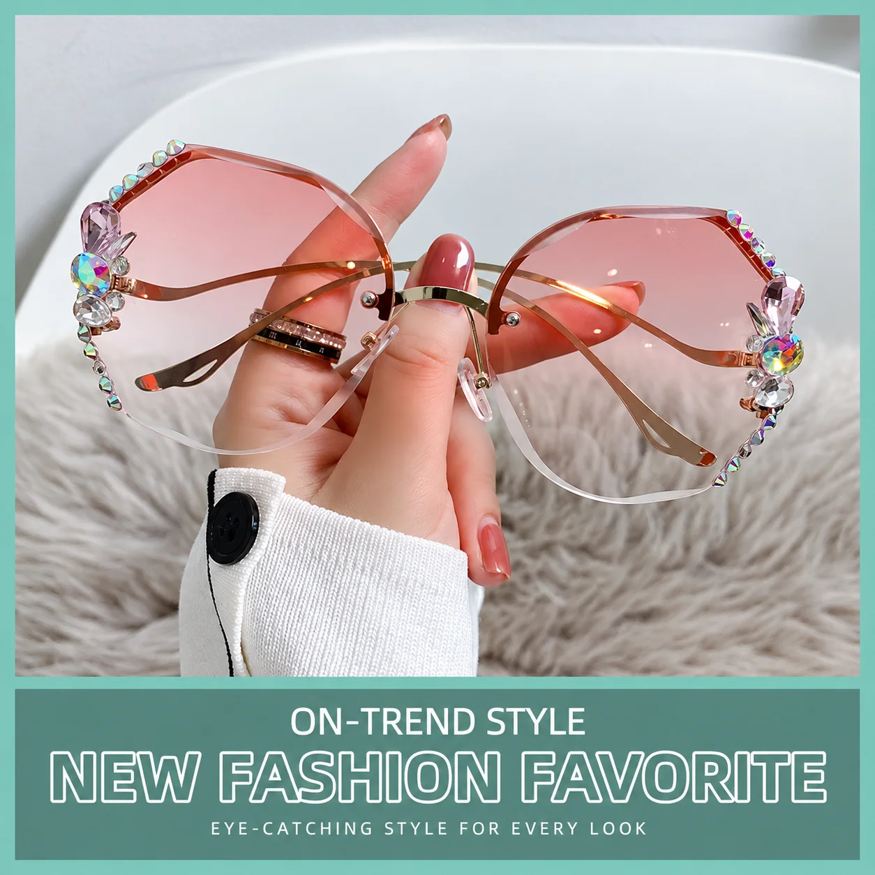 Outdoor Sunglasses Delicate Irregular Sunglasses Half-Rim Sunglasses Uv400 For Women Stage Performance Fashion Styling