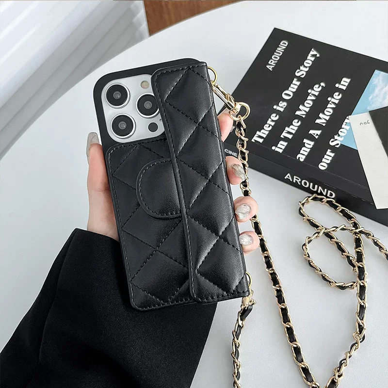 

Crossbody Lanyard Wallet Phone Case for IPhone 14 15 13 12 11 Pro Max Card Slot Holder Leather All Inclusive Cover