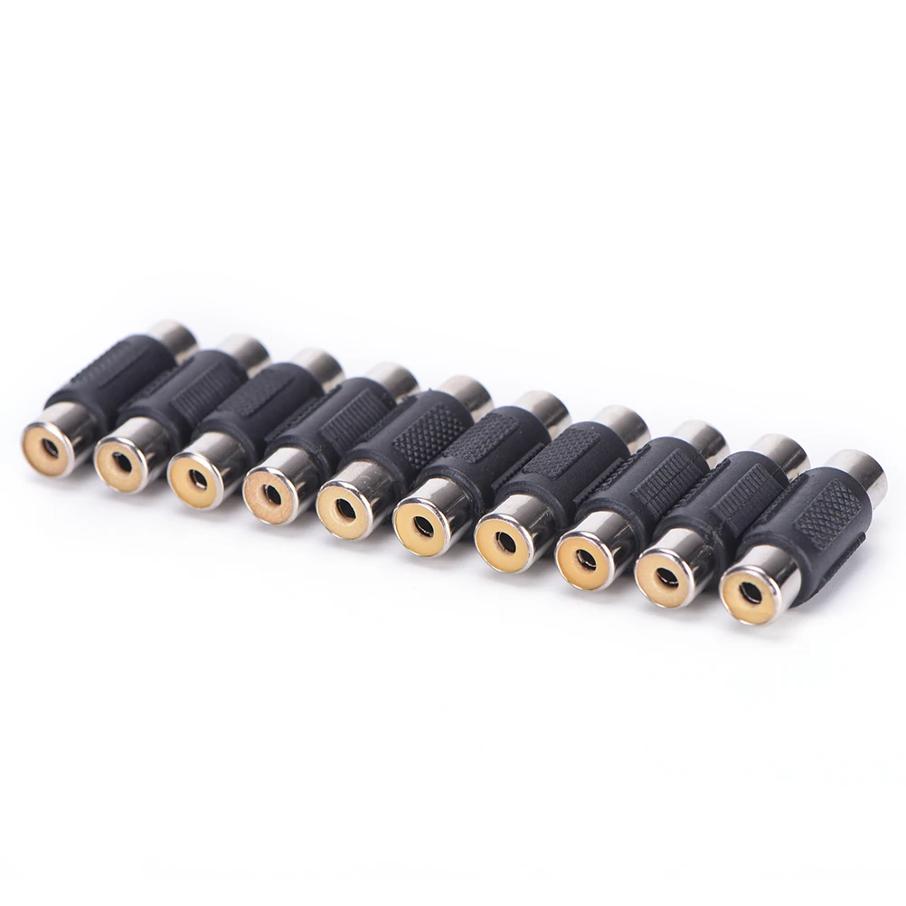 10 buah RCA Female ke Female Coupler Plug Audio Video AV Adaptor kabel RCA Joiner