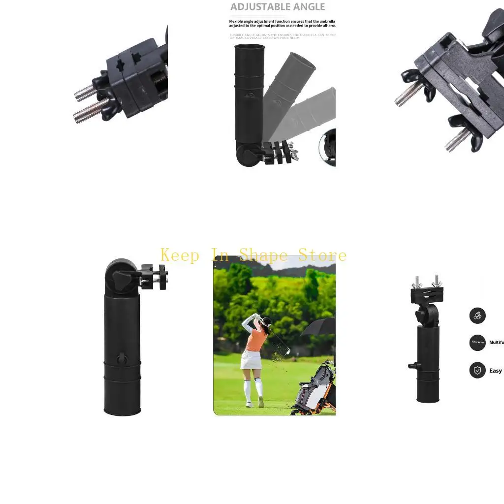 

U1JC Adjustable Golf Club Cart Umbrella Holder Universal Golf Trolley Umbrella Stand for Stroller Wheelchair, Outdoor Sports